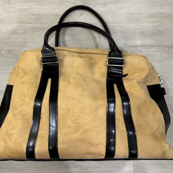 LANCÔME Large Tote/Hobo Bag - Faux Suede Calf Color With Black Bottom/Straps - Picture 2 of 12